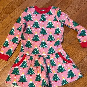 Festive Pink Christmas Tree Kids Pajamas